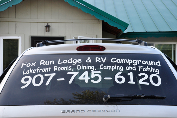 Fox Run Campground ad on a car